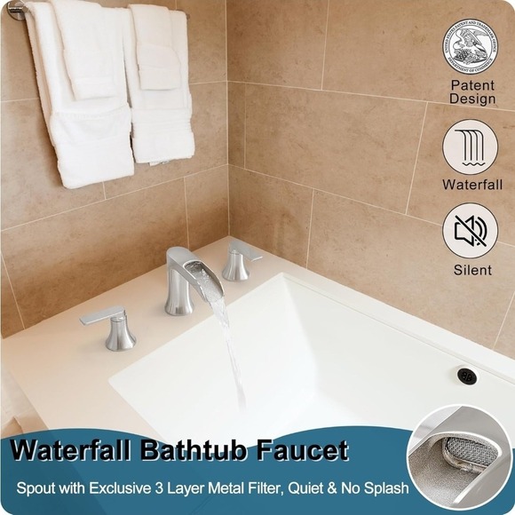 NEW waterfall bathtub faucet, never used - Picture 3 of 10